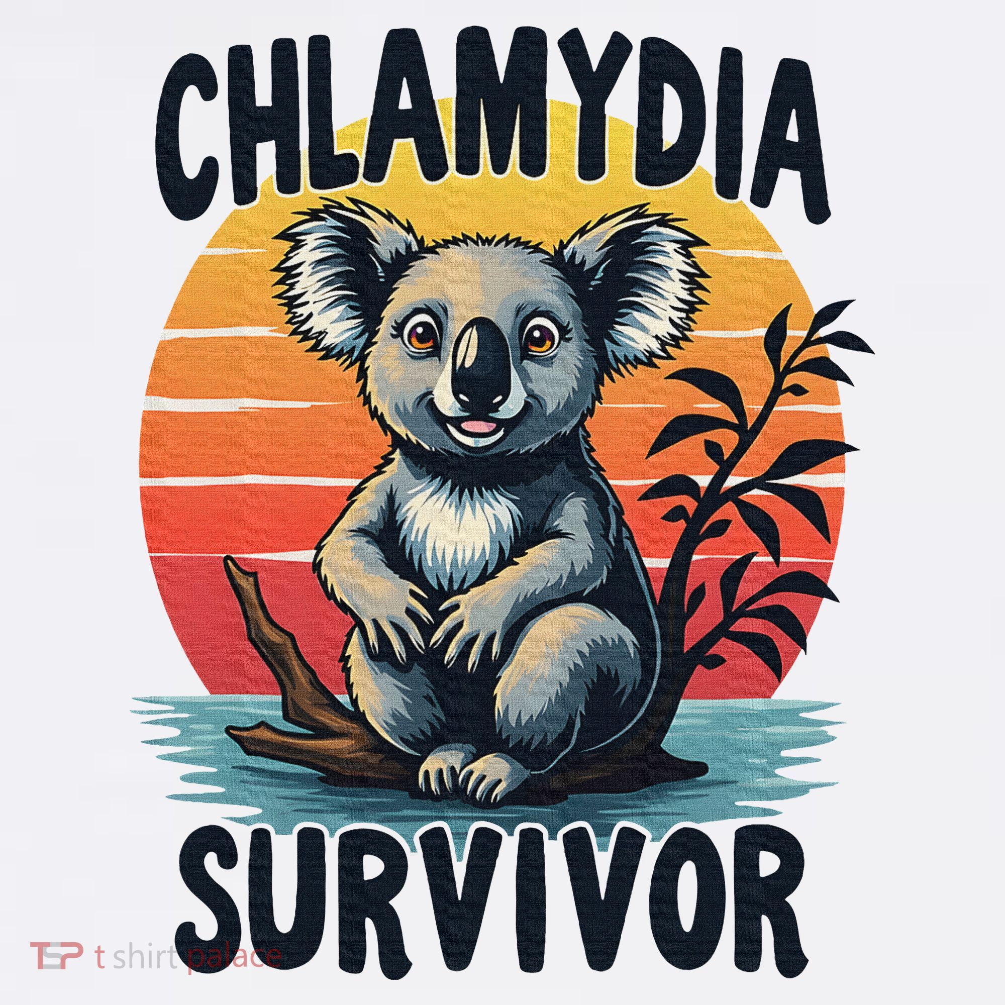 Chlamydia Survivor Funny Adult Joke Retro Vintage Koala T-Shirt