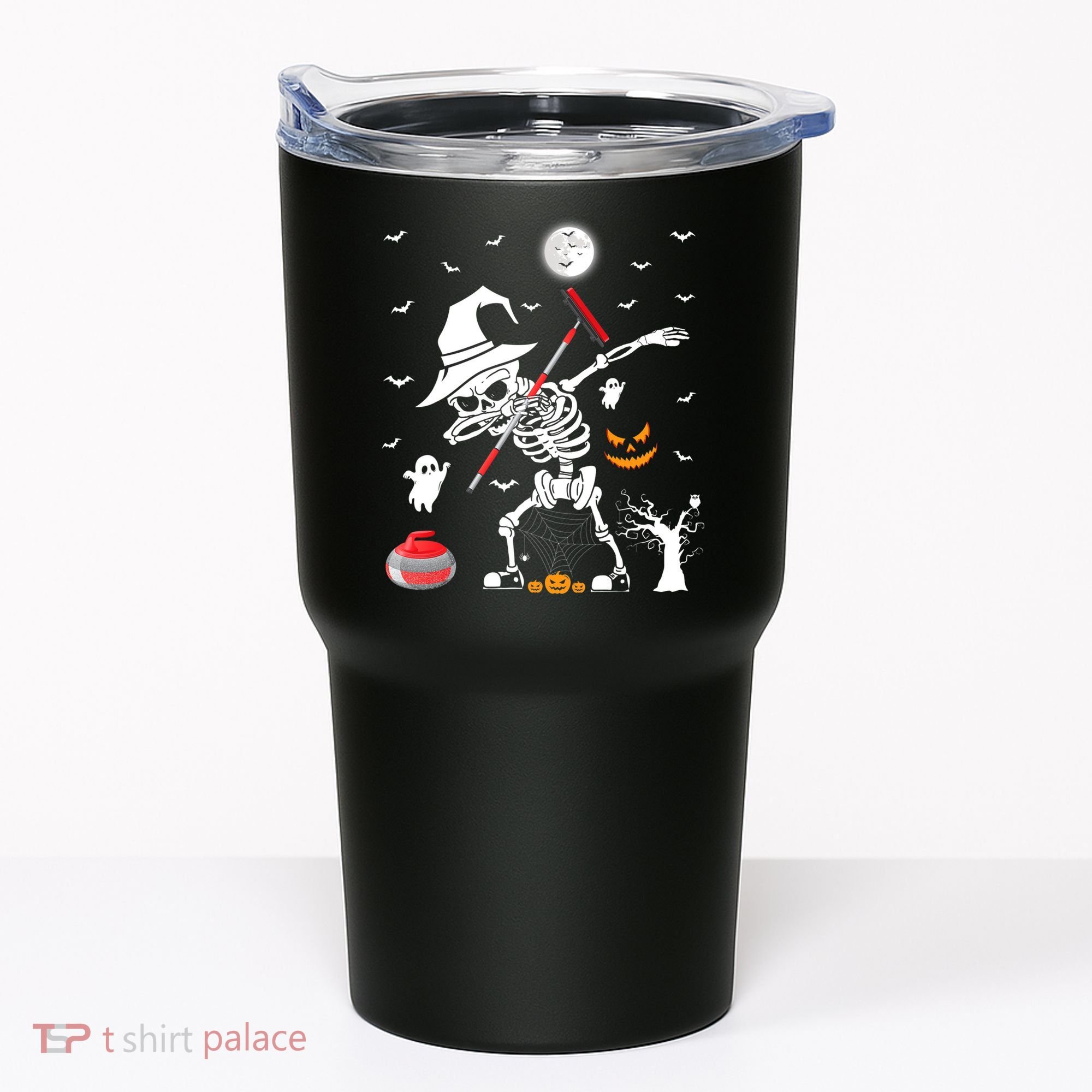 Curling Sports Funny Skeleton Dabbing Curling Halloween Tumbler