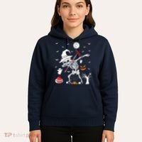 Curling Sports Funny Skeleton Dabbing Curling Halloween Hoodie thumb 5