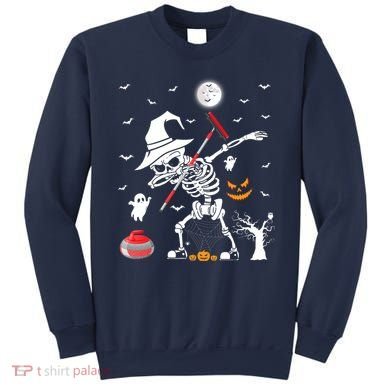 Curling Sports Funny Skeleton Dabbing Curling Halloween Sweatshirt