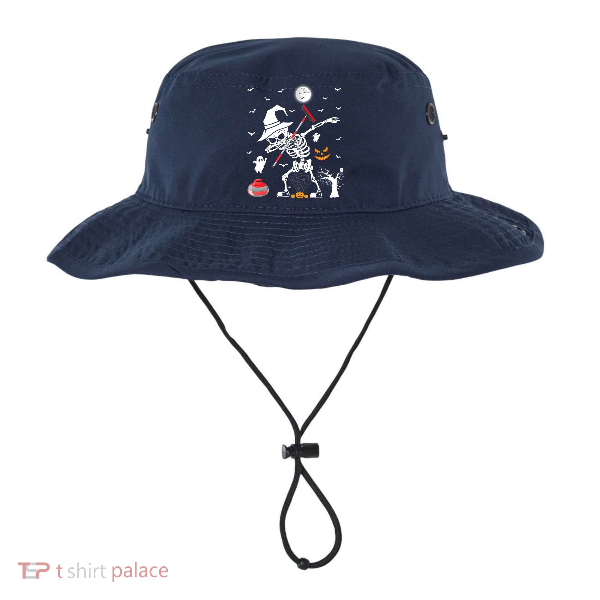 Curling Sports Funny Skeleton Dabbing Curling Halloween Bucket Hat