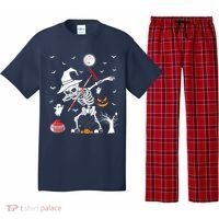 Curling Sports Funny Skeleton Dabbing Curling Halloween Pajama Set thumb 0