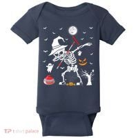 Curling Sports Funny Skeleton Dabbing Curling Halloween Baby Bodysuit thumb 0