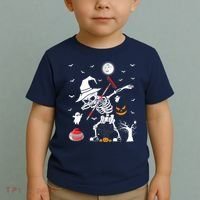 Curling Sports Funny Skeleton Dabbing Curling Halloween Toddler T-Shirt thumb 2