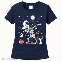 Curling Sports Funny Skeleton Dabbing Curling Halloween Women's T-Shirt thumb 0