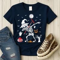 Curling Sports Funny Skeleton Dabbing Curling Halloween Women's T-Shirt thumb 3