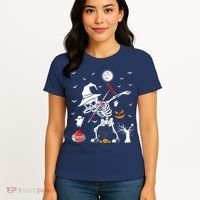 Curling Sports Funny Skeleton Dabbing Curling Halloween Women's T-Shirt thumb 4