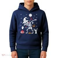 Curling Sports Funny Skeleton Dabbing Curling Halloween Kids Hoodie thumb 4