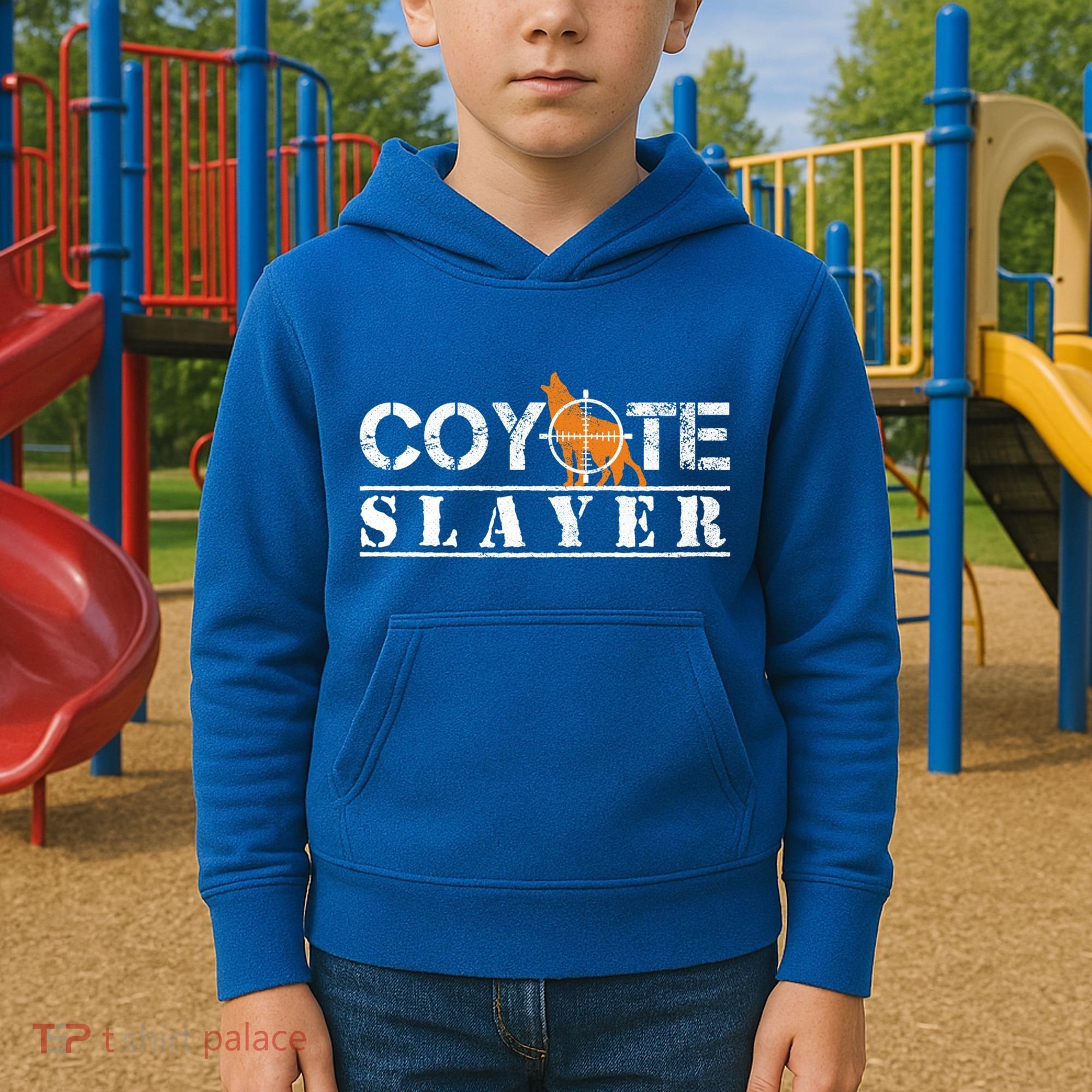 Coyote Slayer Funny Hunting Gift For Coyote Hunters Gift Kids Hoodie