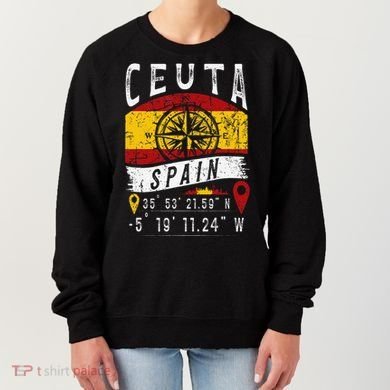 Ceuta Spain Flag Gps Coordinates Of Ceuta Women's Sweatshirt