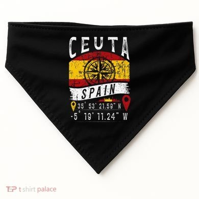 Ceuta Spain Flag Gps Coordinates Of Ceuta USA-Made Doggie Bandana