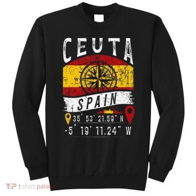 Ceuta Spain Flag Gps Coordinates Of Ceuta Sweatshirt