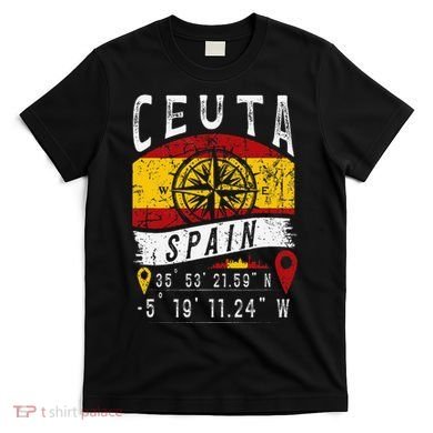 Ceuta Spain Flag Gps Coordinates Of Ceuta T-Shirt