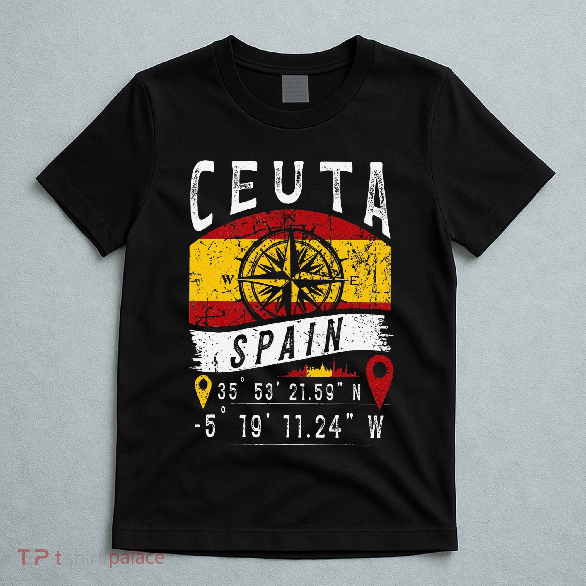 Ceuta Spain Flag Gps Coordinates Of Ceuta T-Shirt