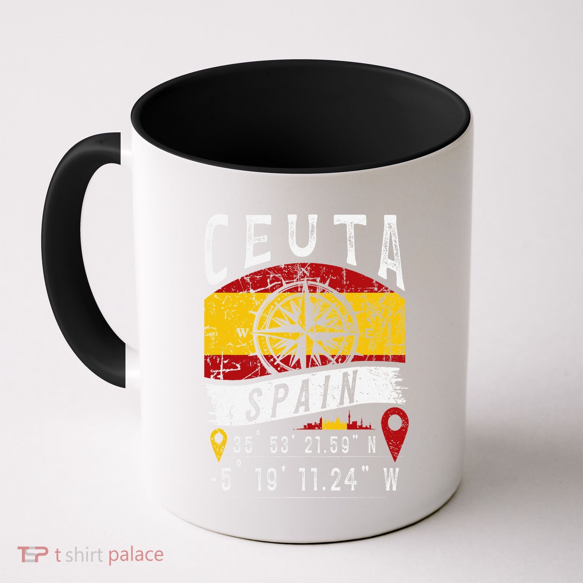Ceuta Spain Flag Gps Coordinates Of Ceuta Coffee Mug