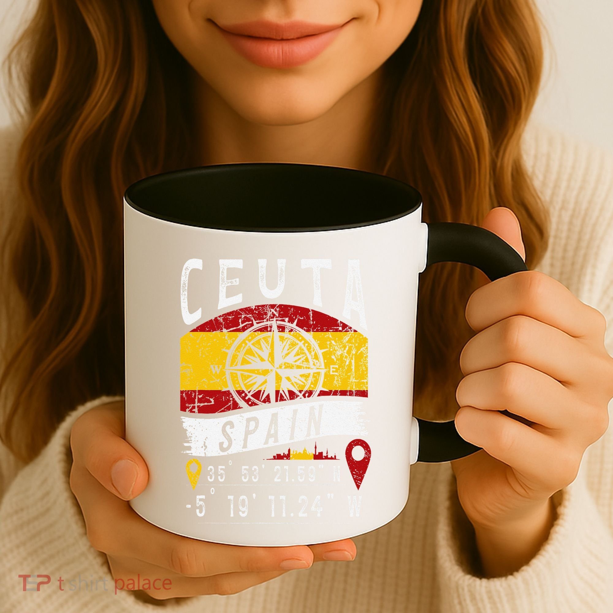 Ceuta Spain Flag Gps Coordinates Of Ceuta Coffee Mug