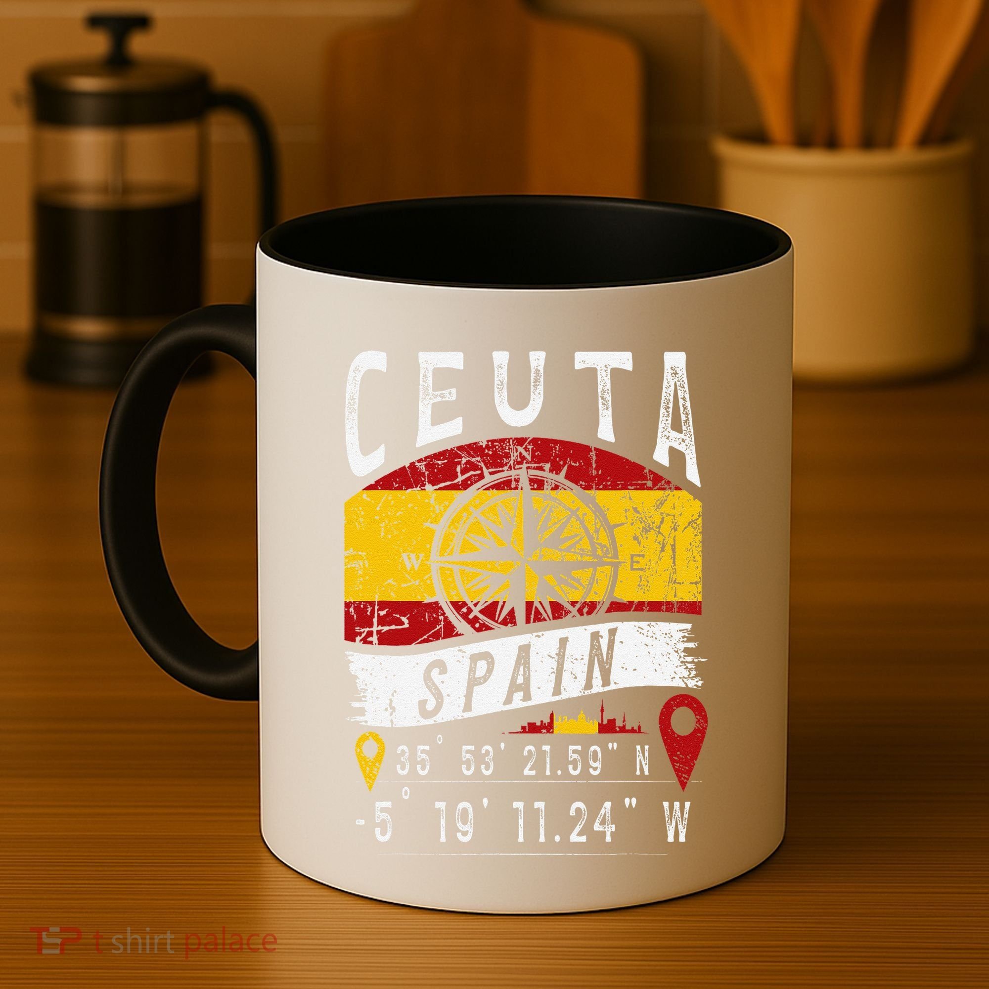 Ceuta Spain Flag Gps Coordinates Of Ceuta Coffee Mug