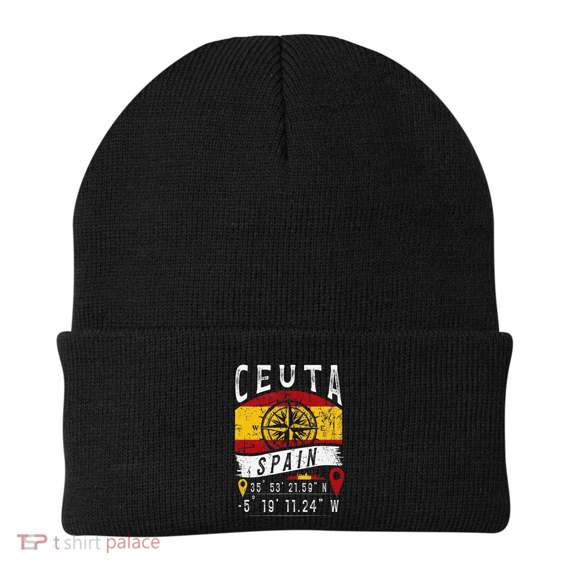 Ceuta Spain Flag Gps Coordinates Of Ceuta Beanie