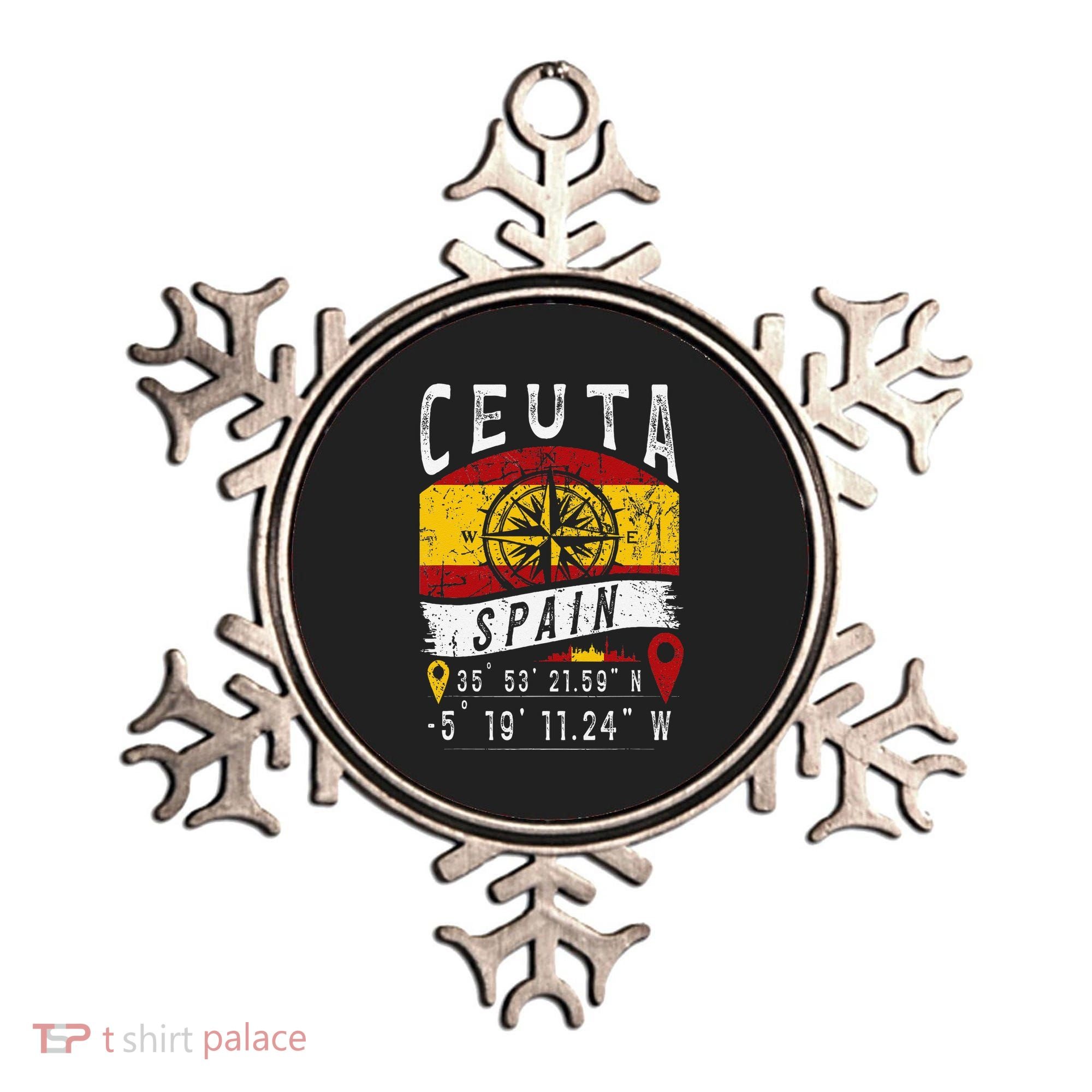 Ceuta Spain Flag Gps Coordinates Of Ceuta Ornament