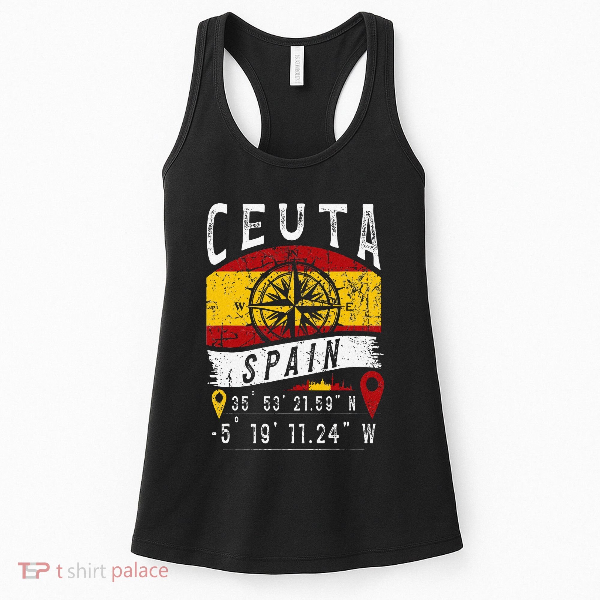 Ceuta Spain Flag Gps Coordinates Of Ceuta Women's Tank Top