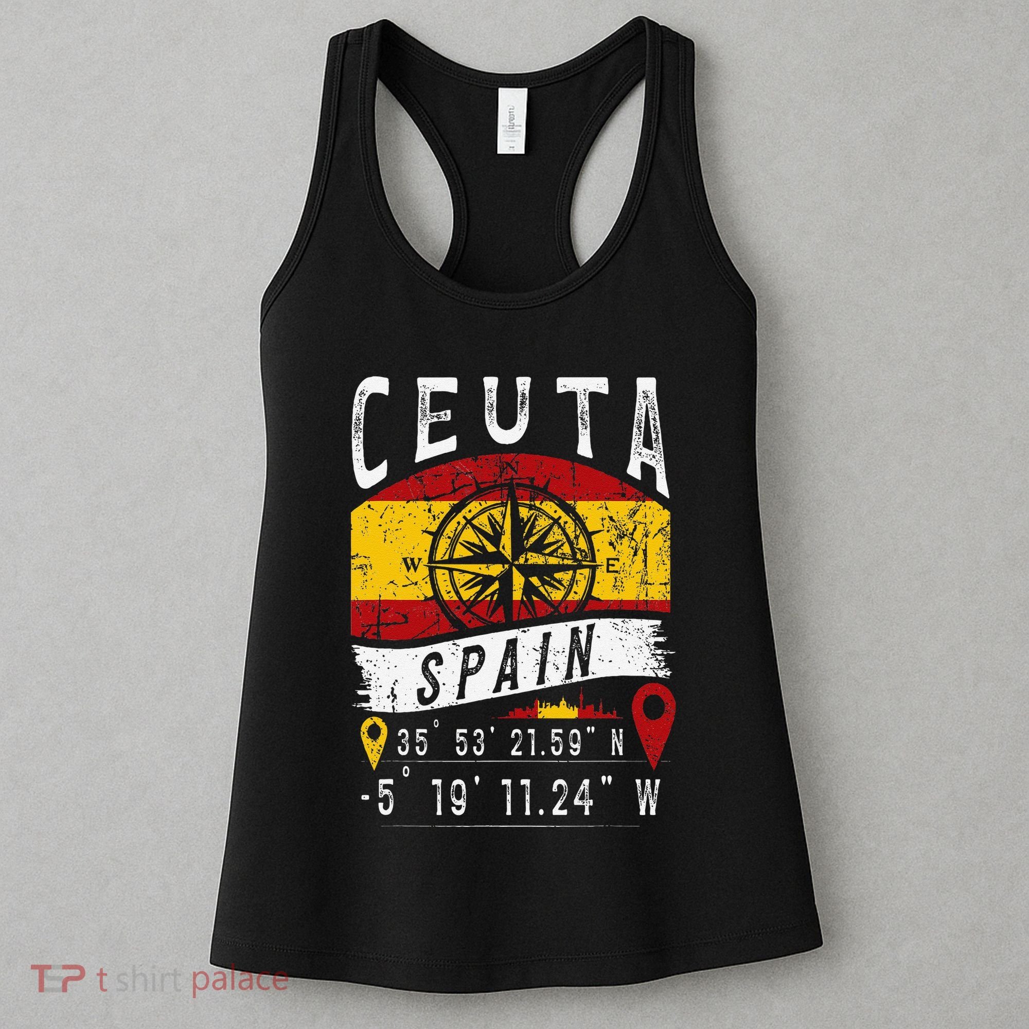 Ceuta Spain Flag Gps Coordinates Of Ceuta Women's Tank Top