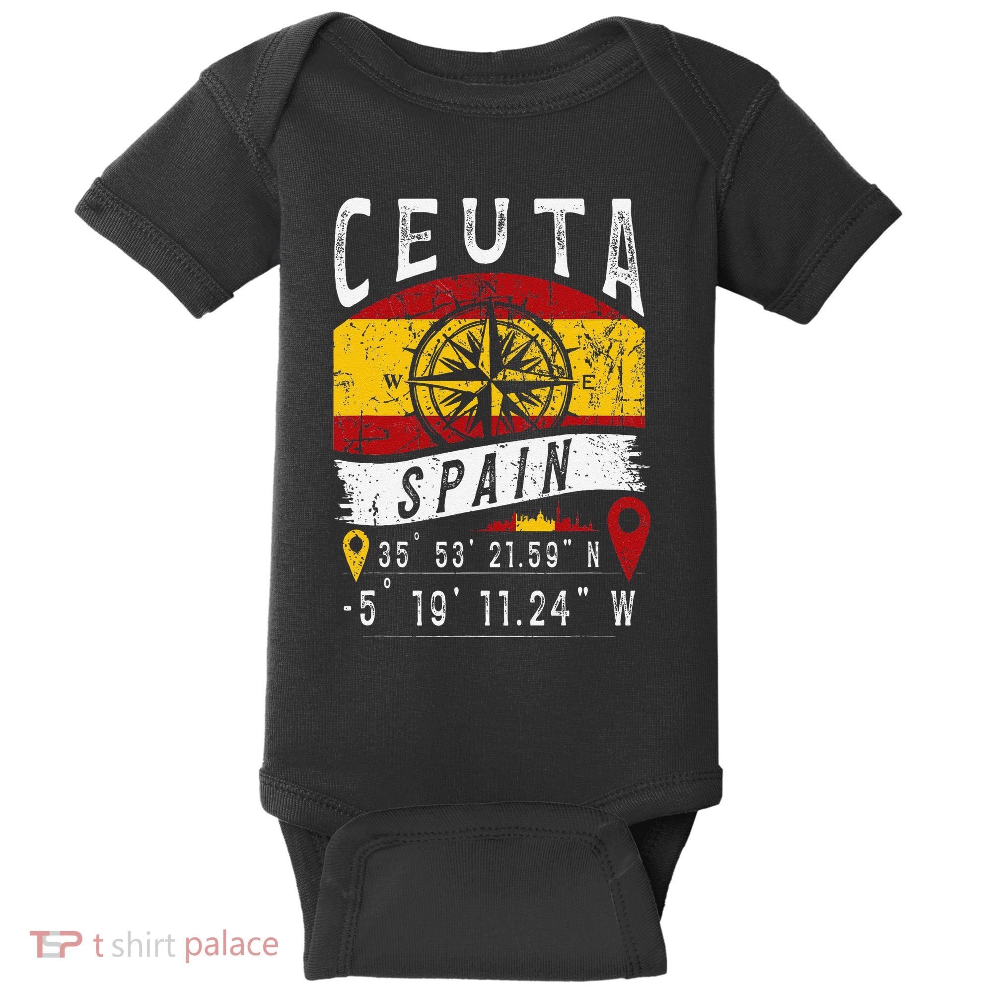 Ceuta Spain Flag Gps Coordinates Of Ceuta Baby Bodysuit