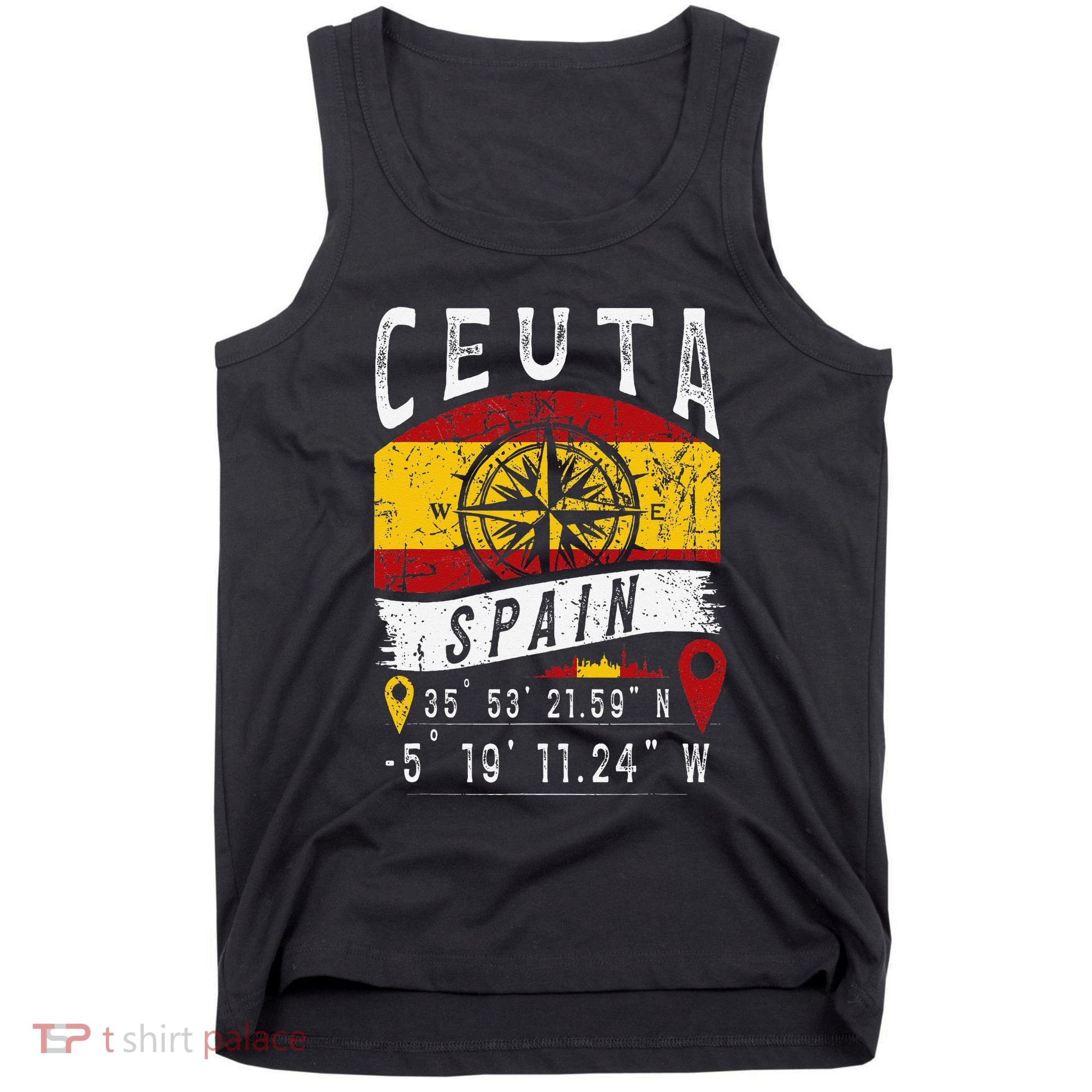 Ceuta Spain Flag Gps Coordinates Of Ceuta Tank Top