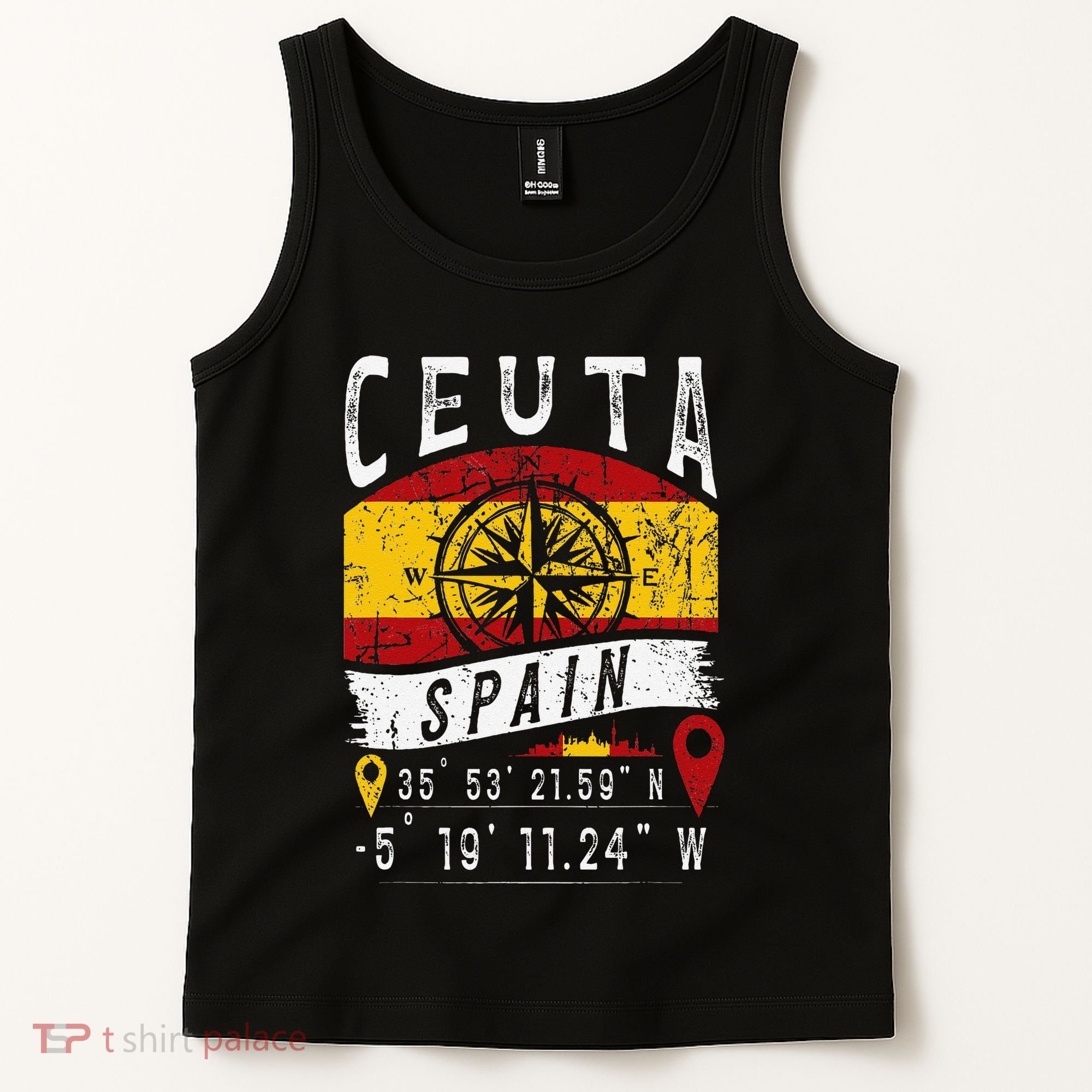 Ceuta Spain Flag Gps Coordinates Of Ceuta Tank Top