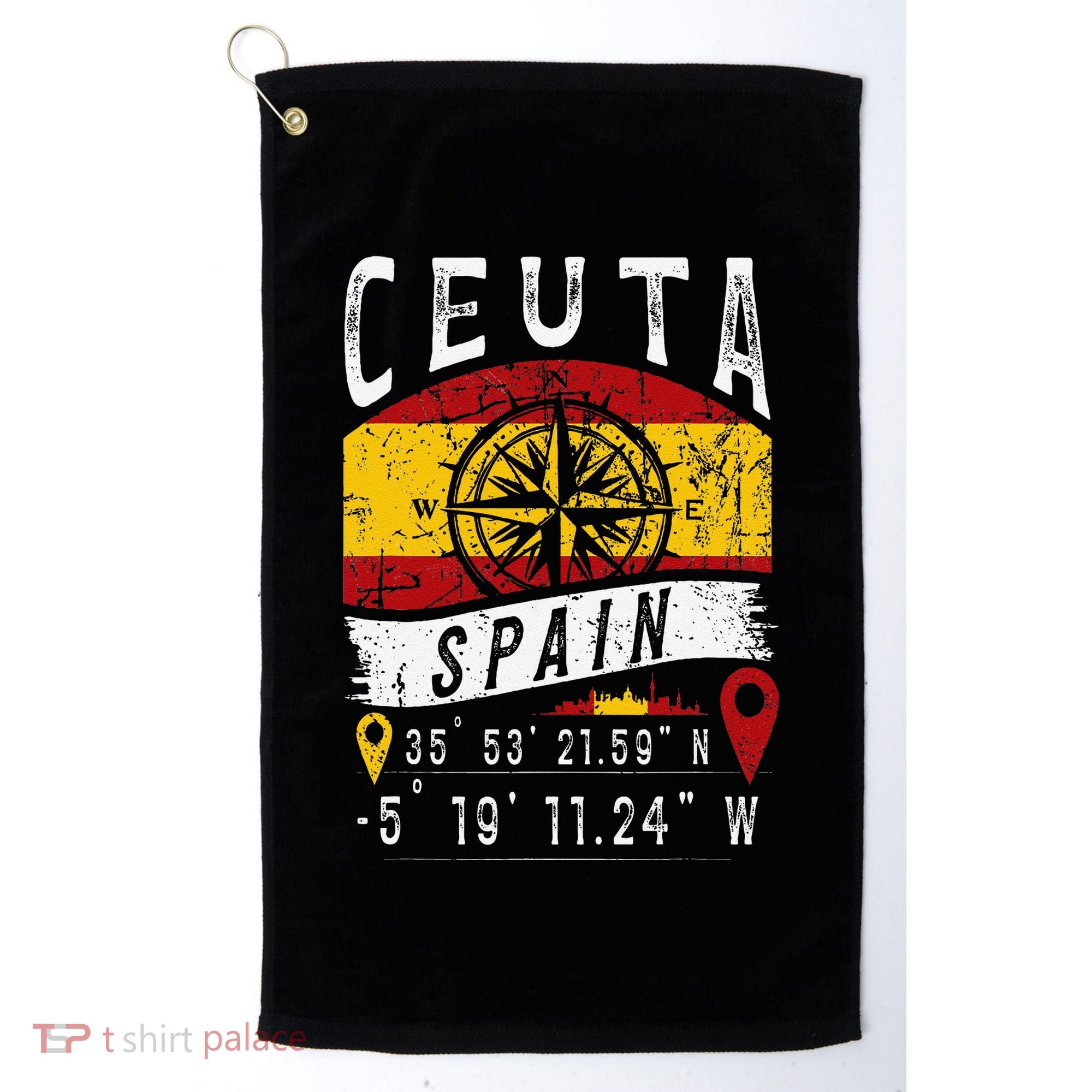Ceuta Spain Flag Gps Coordinates Of Ceuta Golf Towel