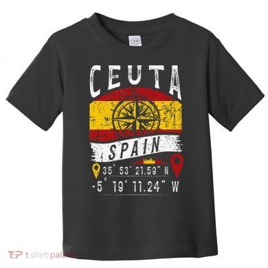 Ceuta Spain Flag Gps Coordinates Of Ceuta Toddler T-Shirt