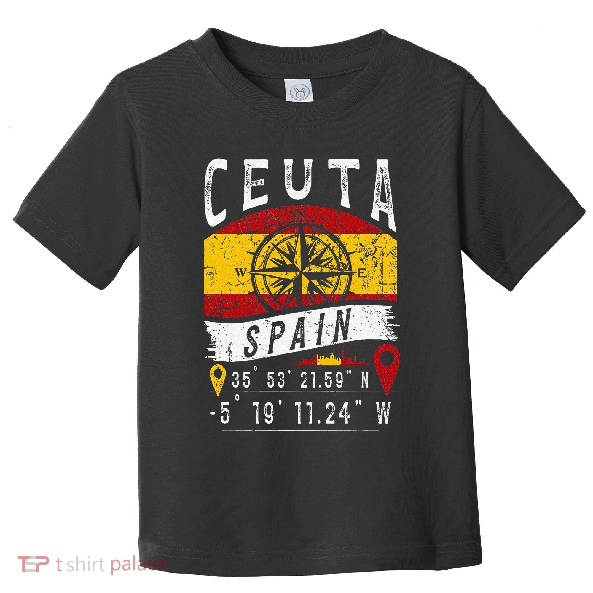 Ceuta Spain Flag Gps Coordinates Of Ceuta Toddler T-Shirt