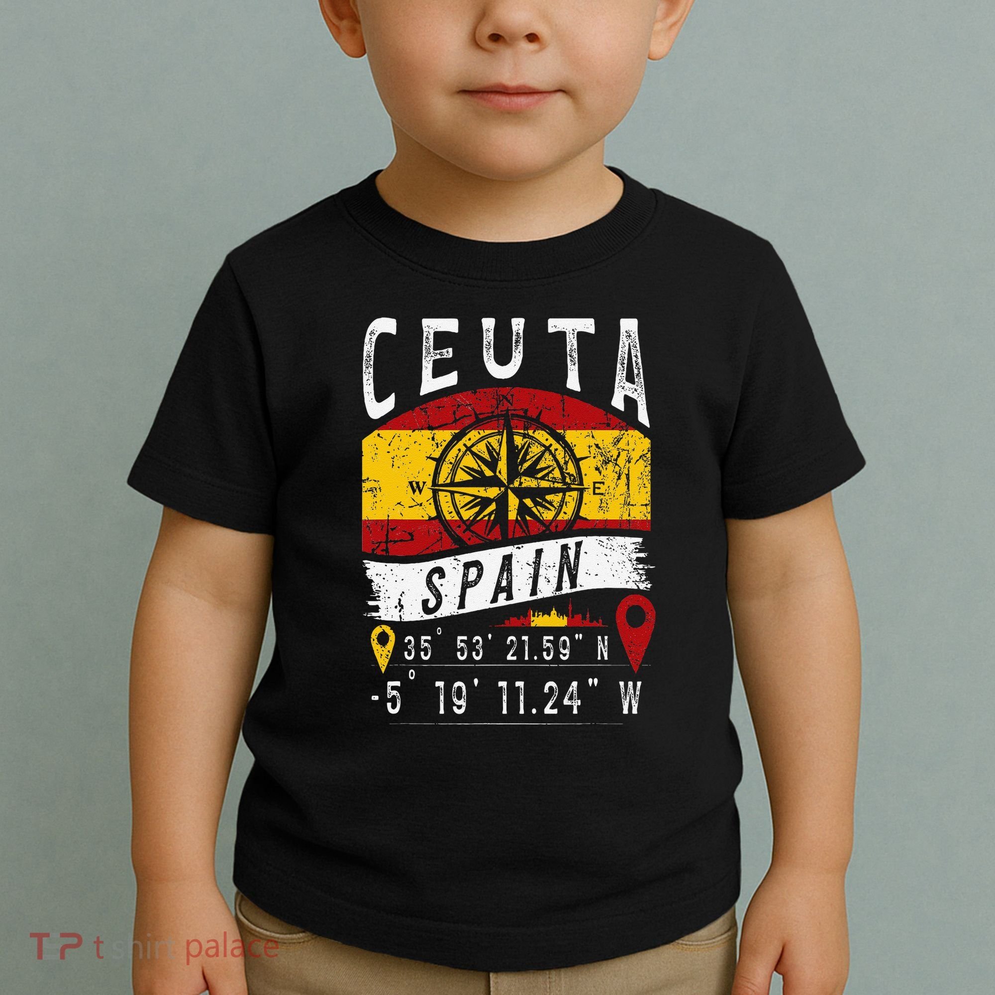 Ceuta Spain Flag Gps Coordinates Of Ceuta Toddler T-Shirt