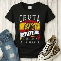 Ceuta Spain Flag Gps Coordinates Of Ceuta Women's T-Shirt thumb 3