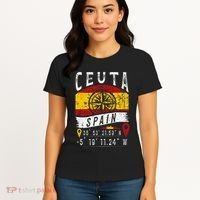 Ceuta Spain Flag Gps Coordinates Of Ceuta Women's T-Shirt thumb 4