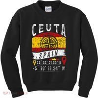 Ceuta Spain Flag Gps Coordinates Of Ceuta Kids Sweatshirt thumb 0