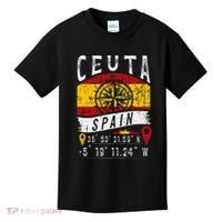 Ceuta Spain Flag Gps Coordinates Of Ceuta Kids T-Shirt thumb 0