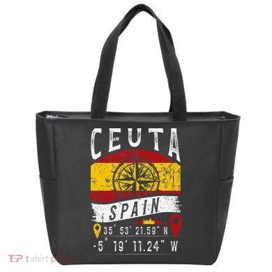 Ceuta Spain Flag Gps Coordinates Of Ceuta Tote Bag