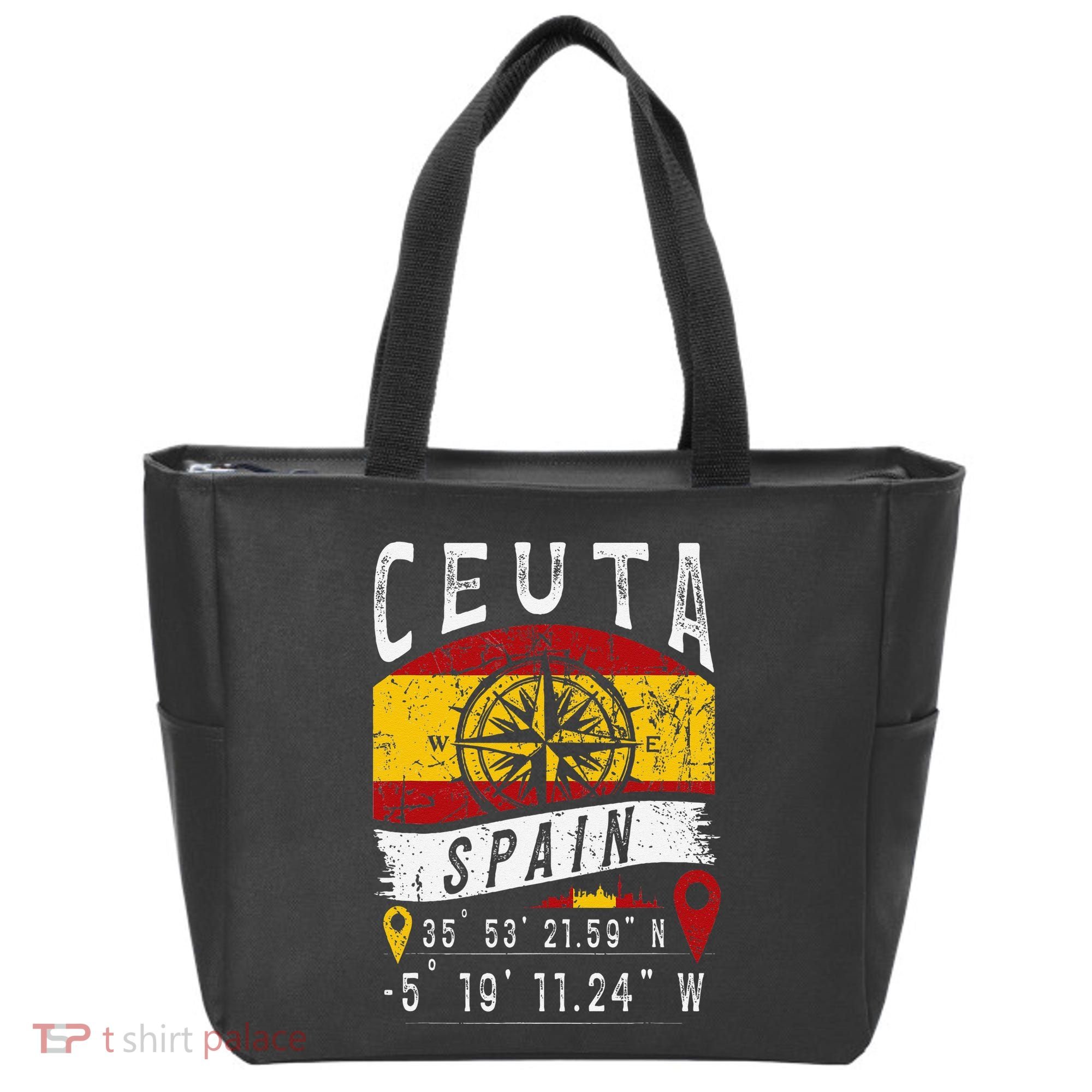 Ceuta Spain Flag Gps Coordinates Of Ceuta Tote Bag
