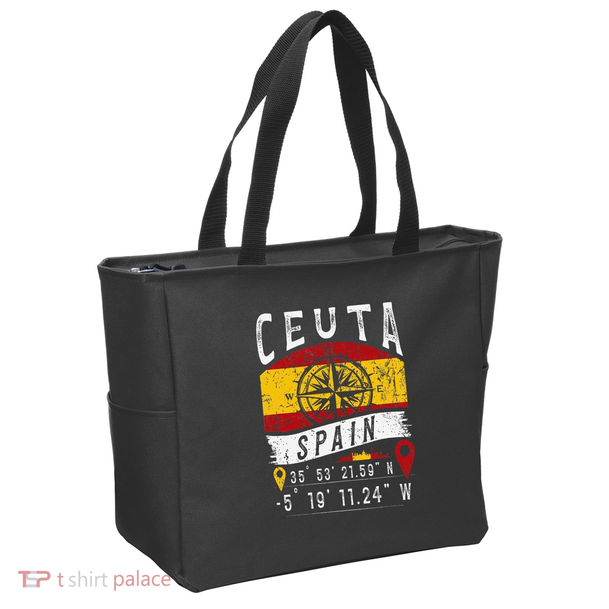 Ceuta Spain Flag Gps Coordinates Of Ceuta Tote Bag