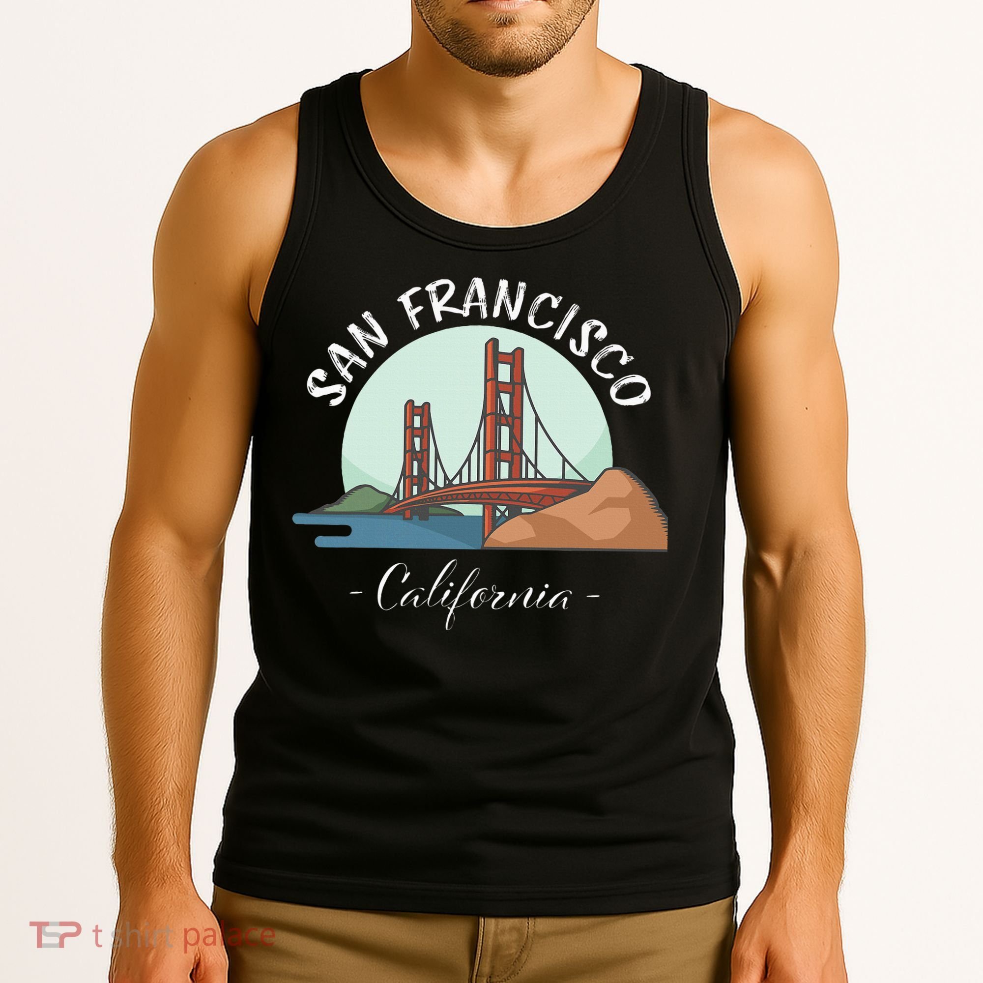 California San Francisco Gift Golden Gate Bridge Souvenir Tank Top
