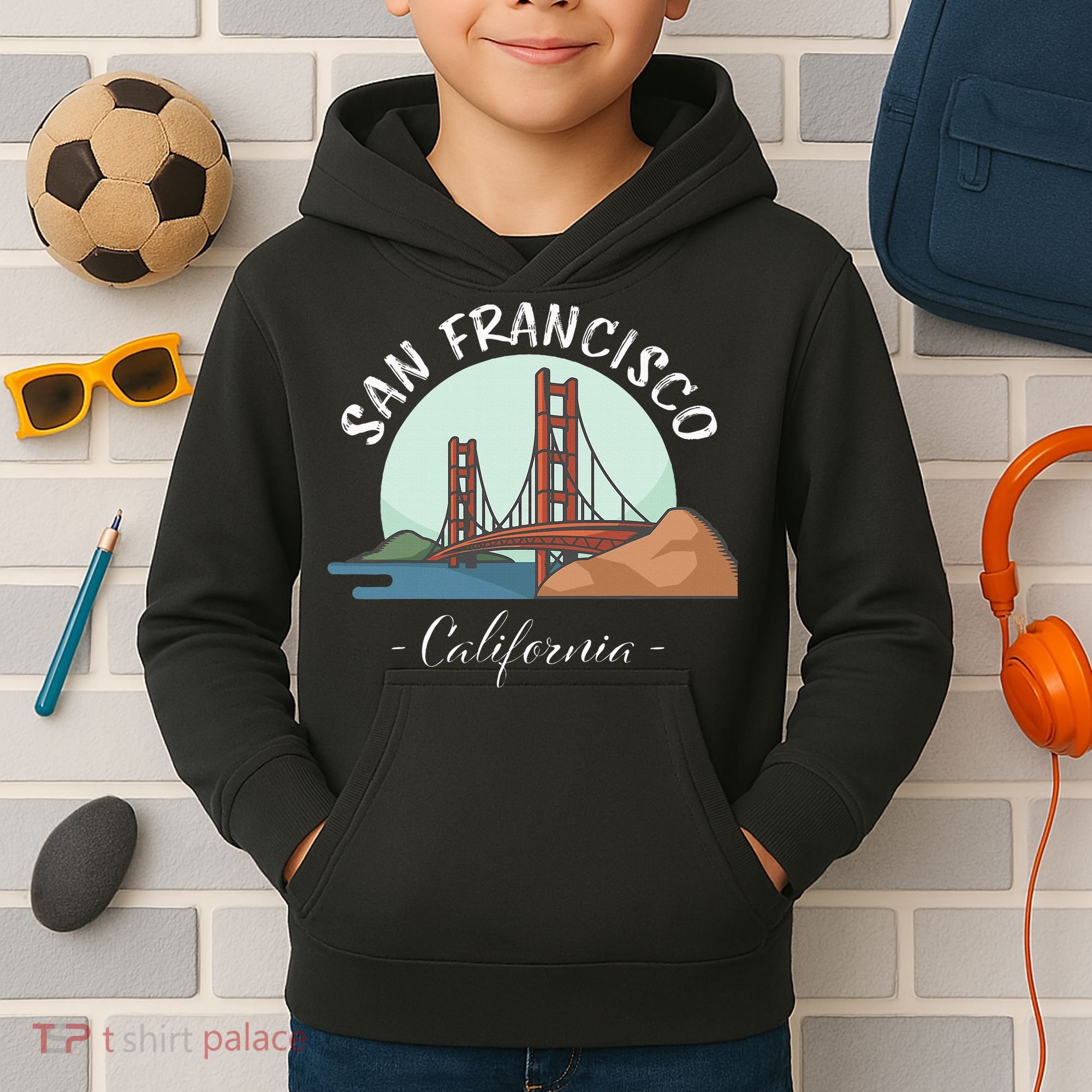 California San Francisco Gift Golden Gate Bridge Souvenir Kids Hoodie
