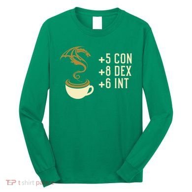 Coffee Stats For Roleplaying And Larping Tabletop Rpg Long Sleeve Shirt