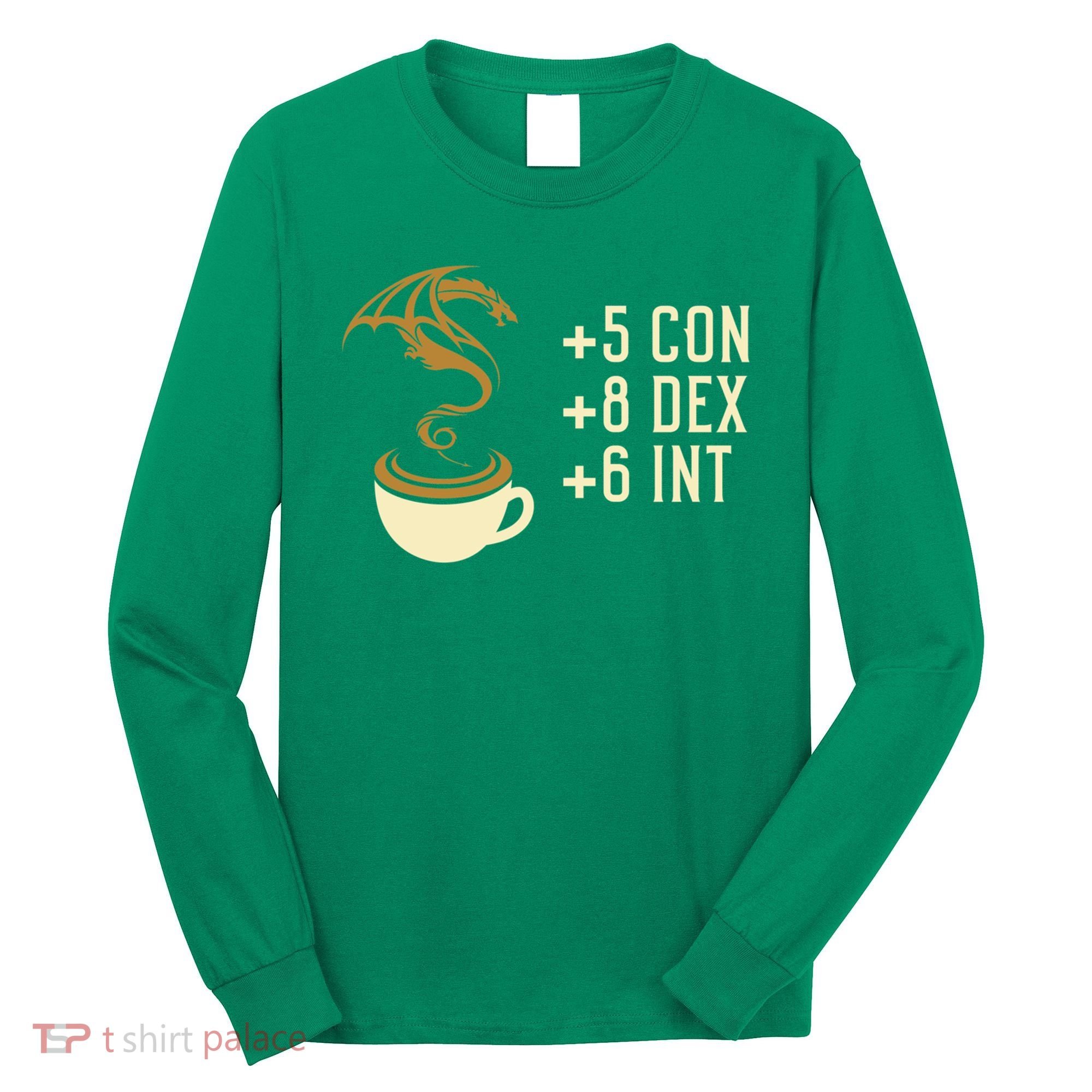 Coffee Stats For Roleplaying And Larping Tabletop Rpg Long Sleeve Shirt
