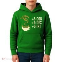 Coffee Stats For Roleplaying And Larping Tabletop Rpg Kids Hoodie thumb 4