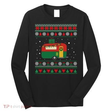 Christmas Sweater Funny Camping Camper Gift Long Sleeve Shirt