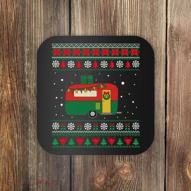 Christmas Sweater Funny Camping Camper Gift Coaster