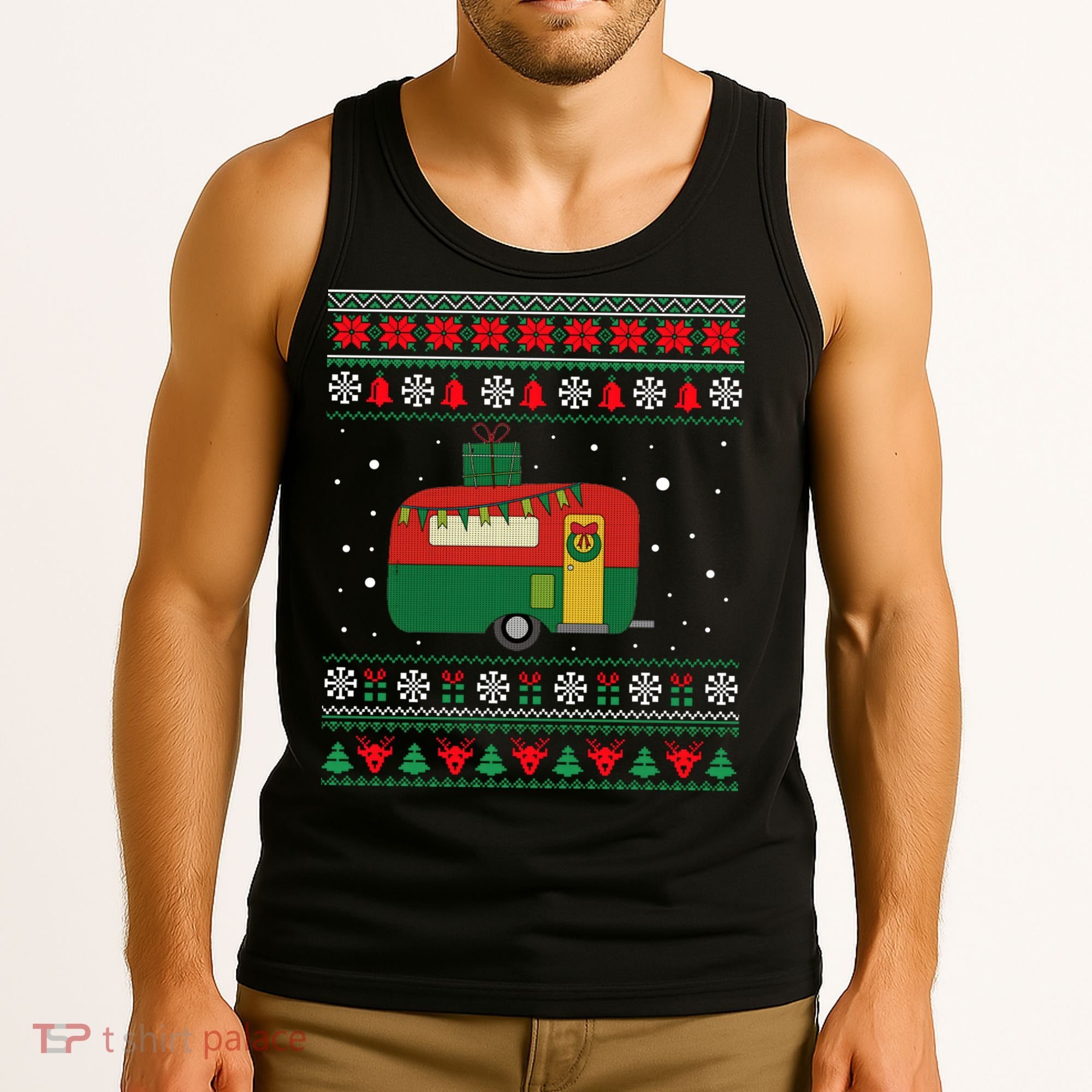Christmas Sweater Funny Camping Camper Gift Tank Top