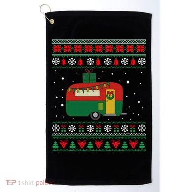 Christmas Sweater Funny Camping Camper Gift Golf Towel