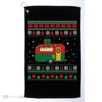 Christmas Sweater Funny Camping Camper Gift Golf Towel thumb 0