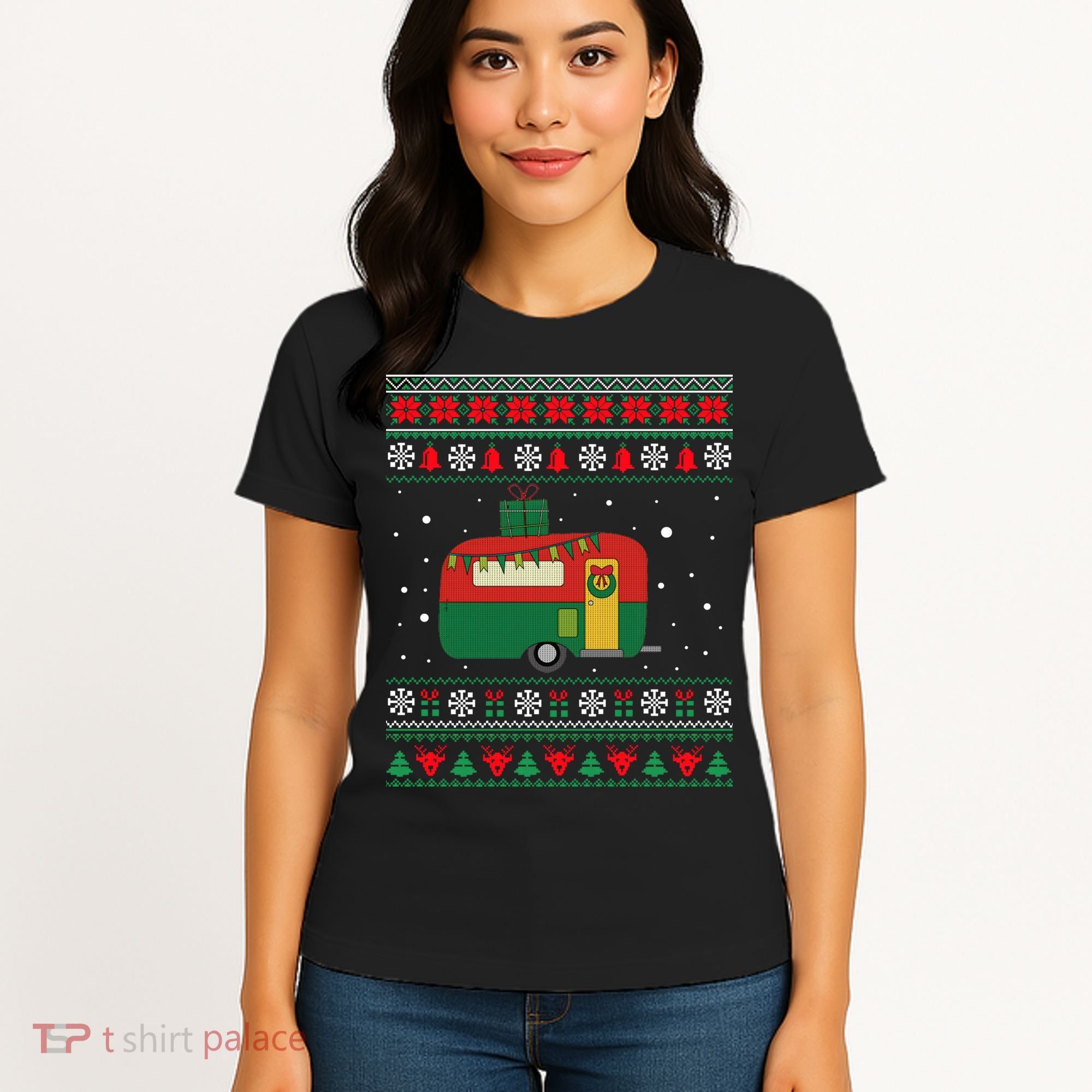 Christmas Sweater Funny Camping Camper Gift Women's T-Shirt